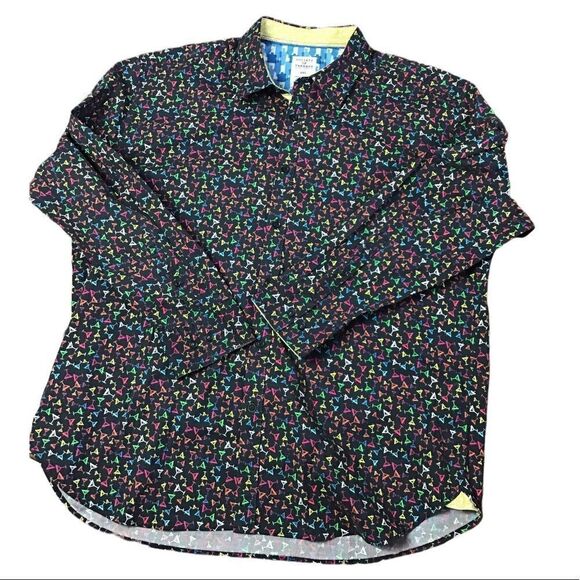 Society Of Threads Dress Shirt XXL Martini Glass Button Up Slim Fit Stretch - Picture 2 of 5